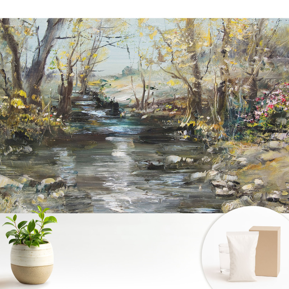 Nowoczesna fototapeta na wymiar Malowniczy pejzaż leśny z potokiem