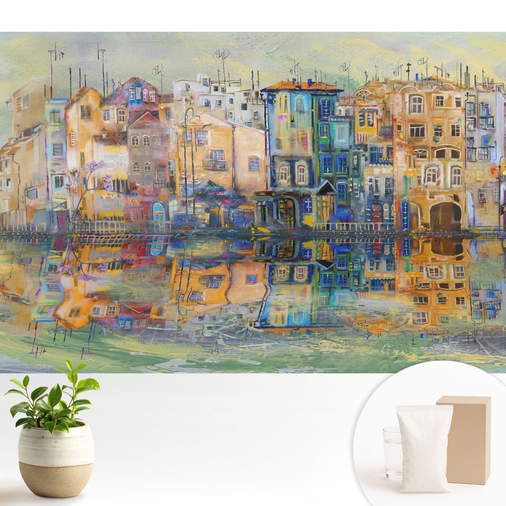 Fototapeta z nadrukiem na flizelinie Kolorowy pejzaż z refleksją w wodzie