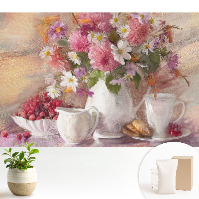 Fototapeta flizelinowa do salonu Bukiet kwiatów ze starannie aranżowanymi dodatkami