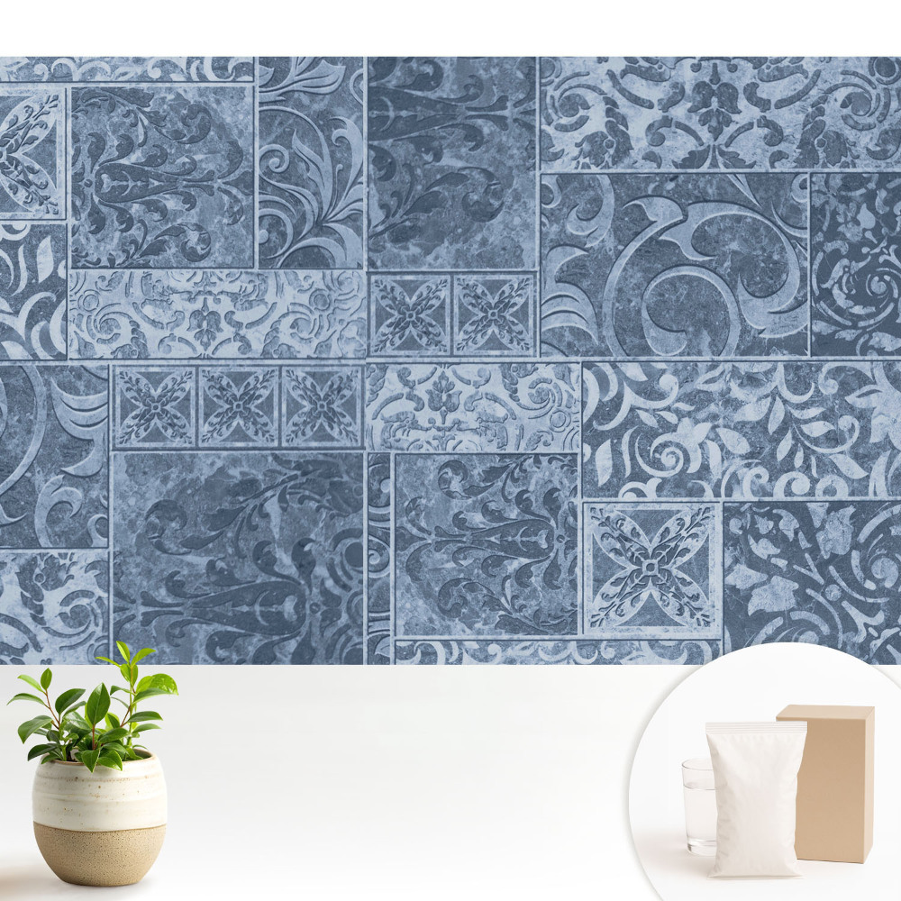 Fototapeta do salonu Niebieski wzór w stylu vintage