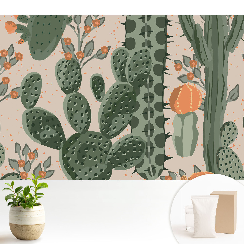 Tapeta fotograficzna flizelinowa Rośliny kaktusy nowoczesny wzór