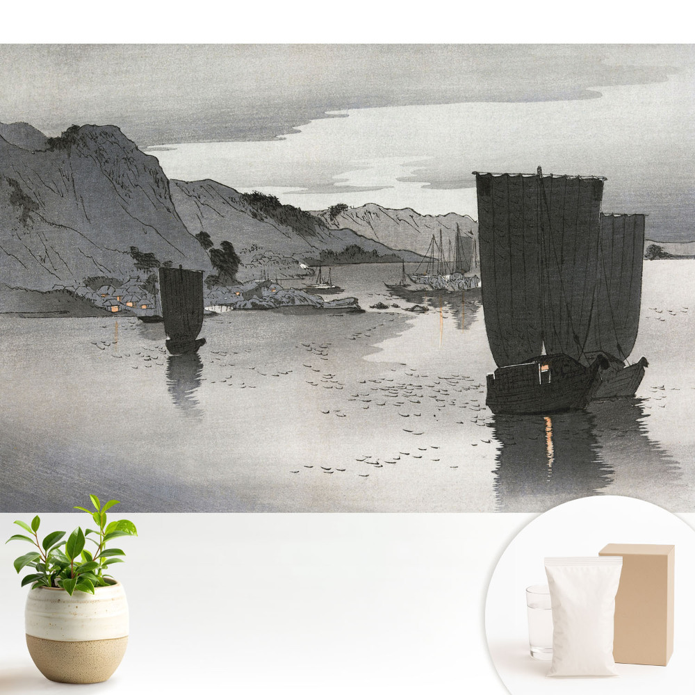 Fototapeta do salonu Żagle i góry o zmierzchu