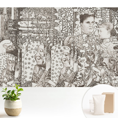 Nowoczesna fototapeta na wymiar Klasyczne portrety i kwiatowe wzory