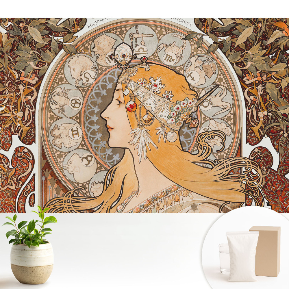 Fototapeta z nadrukiem na flizelinie Kobieta i symbole zodiaku