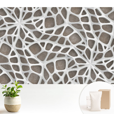 Fototapeta flizelinowa do salonu Białe organiczne struktury na brązowym tle