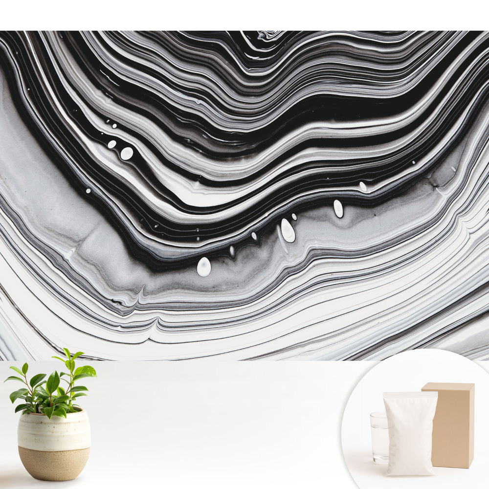 Fototapeta z nadrukiem na flizelinie Abstrakcyjne fale czerni i bieli