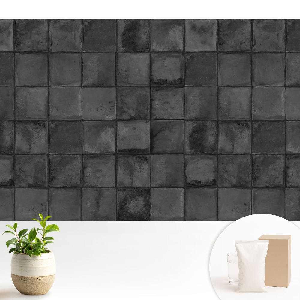 Fototapeta z nadrukiem na flizelinie Szare prostokątne kafelki wzór geometryczny