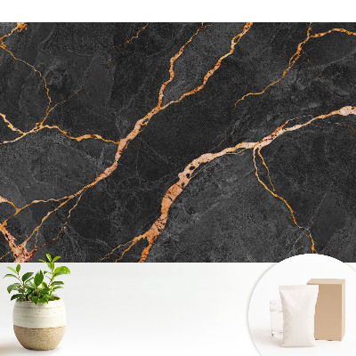 Fototapeta z nadrukiem na flizelinie Marmurowe czarne tło z żyłkami