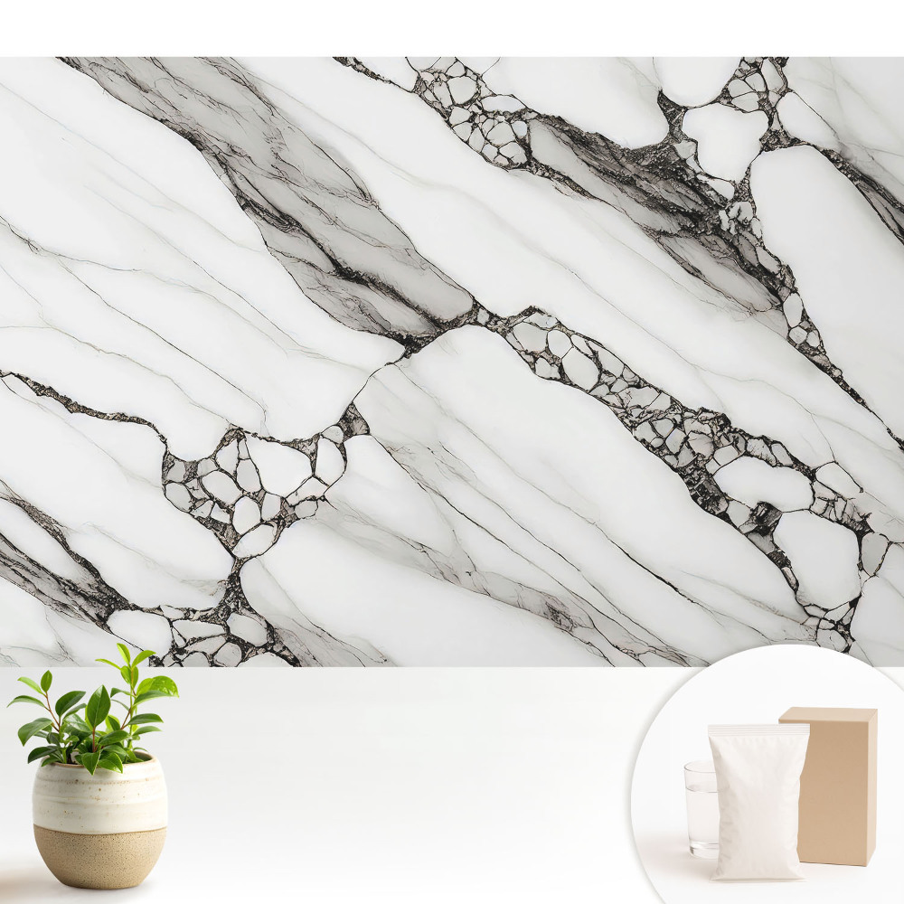 Nowoczesna fototapeta na wymiar Czarne żyłki na białym tle kamienia