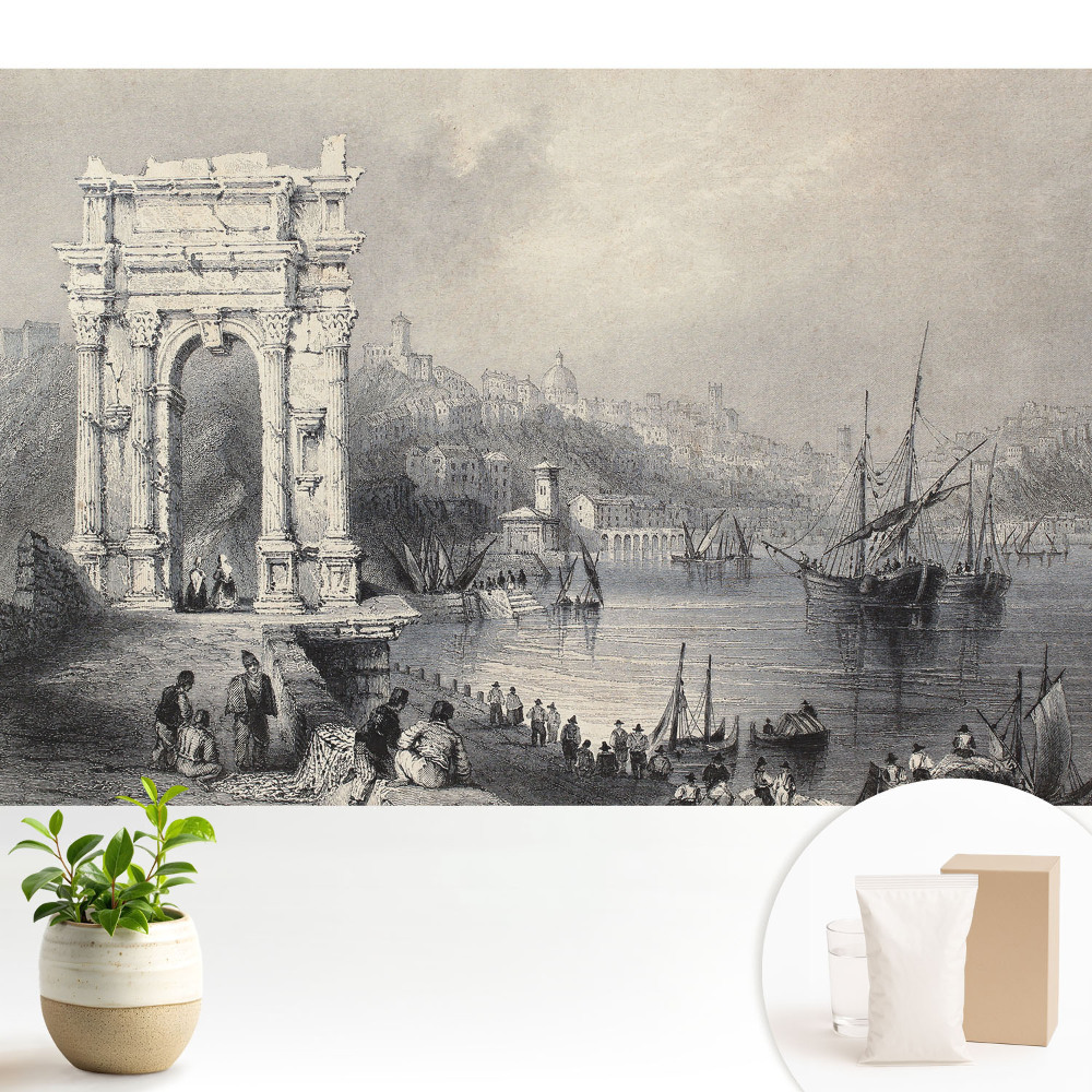 Fototapeta do salonu Historyczna przystań z łukiem antycznym