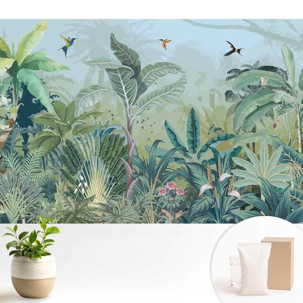 Fototapeta na wymiar do sypialni Egzotyczna dżungla pełna zieleni