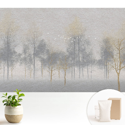 Fototapeta na wymiar do sypialni Delikatna leśna scena o minimalistycznym stylu