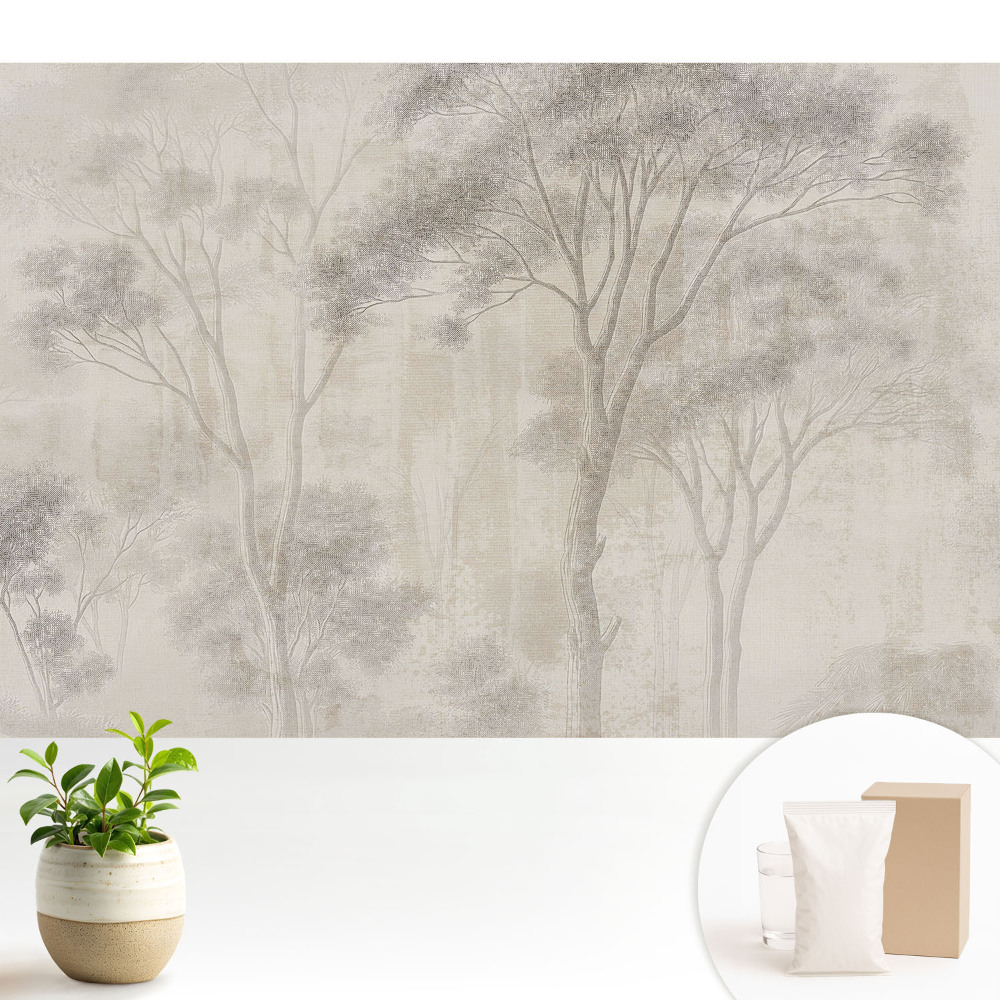 Fototapeta z nadrukiem na flizelinie Delikatne drzewa na beżowym tle