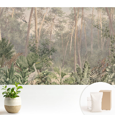 Fototapeta flizelinowa do salonu Tropikalny las pastelowy motyw natury