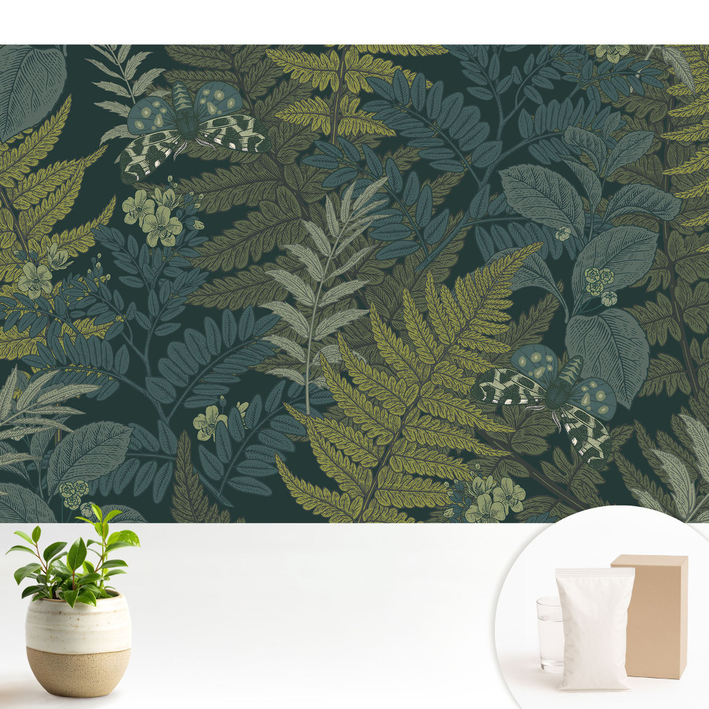 Fototapeta na wymiar do sypialni Liście i motyle w klasycznym stylu