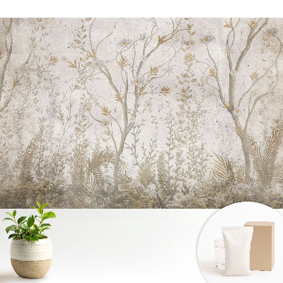 Fototapeta flizelinowa do salonu Subtelna grafika z delikatnymi roślinami