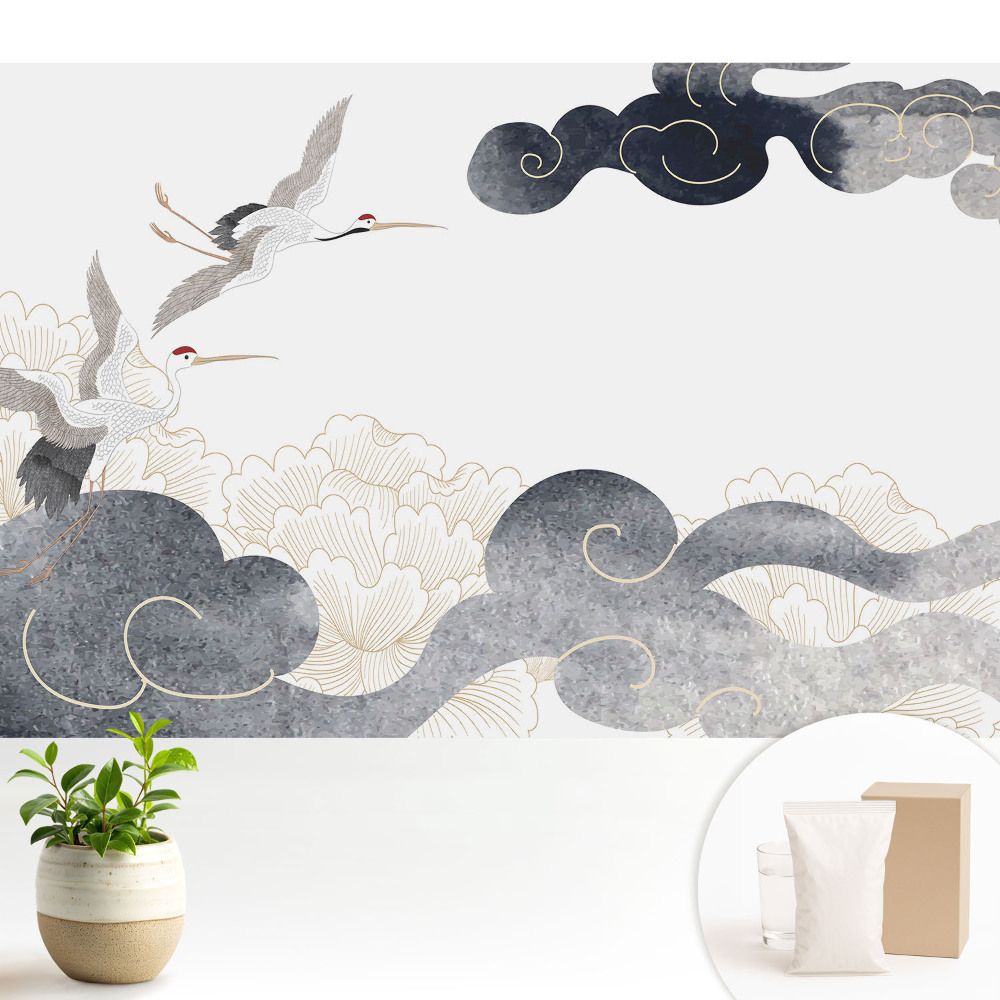 Tapeta fotograficzna flizelinowa Żurawie i chmury w stylu klasycznym