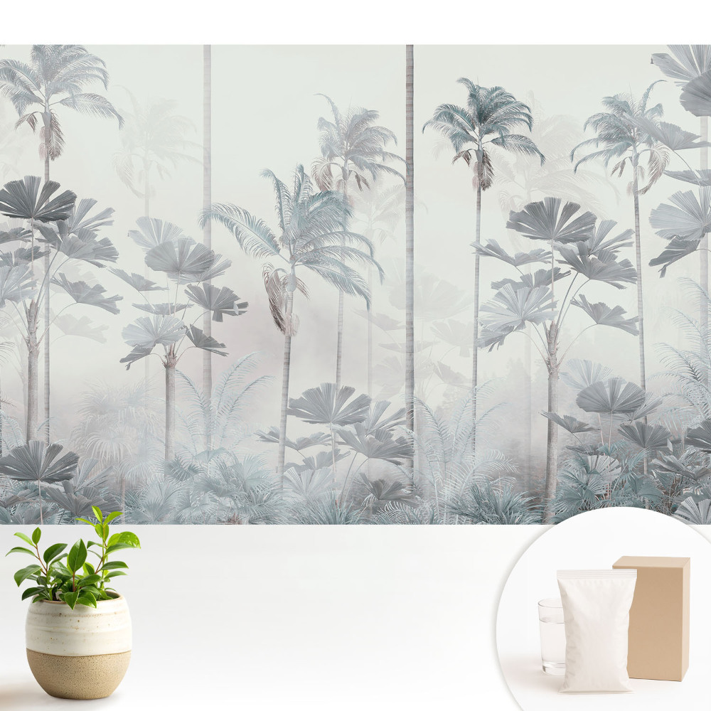 Nowoczesna fototapeta na wymiar Egzotyczne palmy w delikatnej mgle