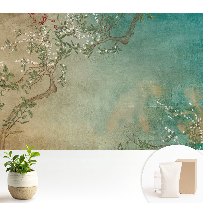 Fototapeta z nadrukiem na flizelinie Rustykalne gałęzie z kwiatami i jagodami