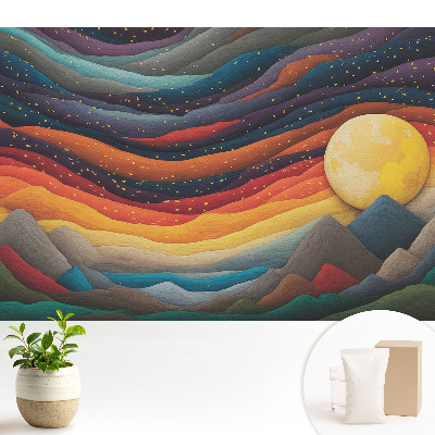 Fototapeta do salonu Abstrakcyjny pejzaż górski kosmiczna noc