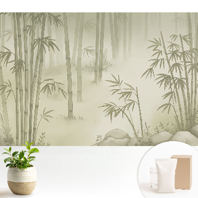 Fototapeta z nadrukiem na flizelinie Bambusowy las w delikatnej mgiełce