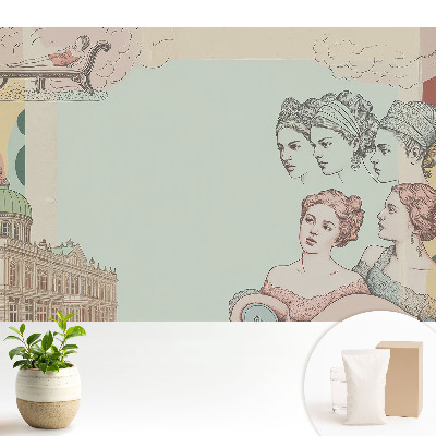 Fototapeta flizelinowa do salonu Stylowy kolaż historyczny pastelowy