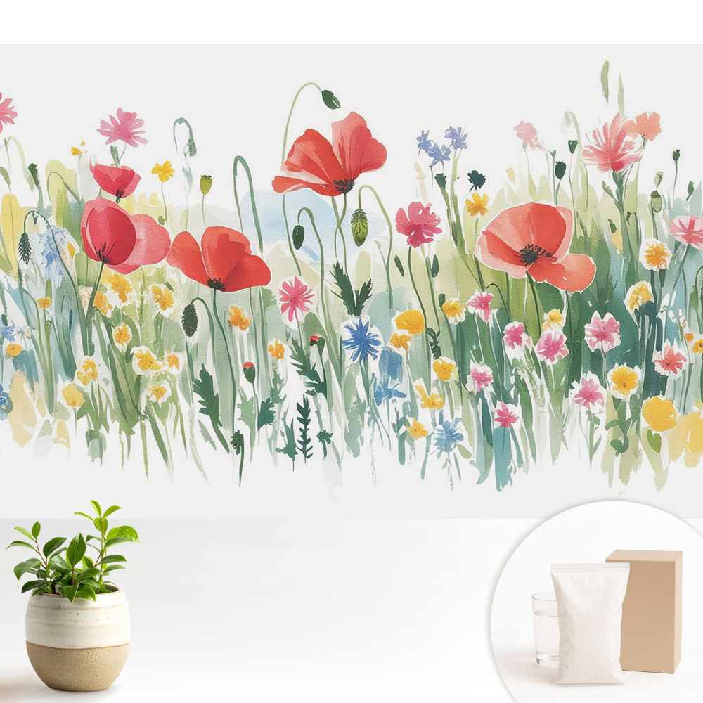 Tapeta fotograficzna flizelinowa Kwiaty na łące pastelowe kolory przyroda