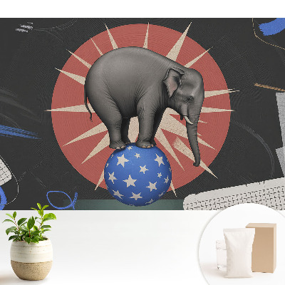 Nowoczesna fototapeta na wymiar Słoń na kuli w stylu retro