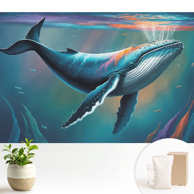 Fototapeta na wymiar do sypialni Wieloryb w kolorach oceanu