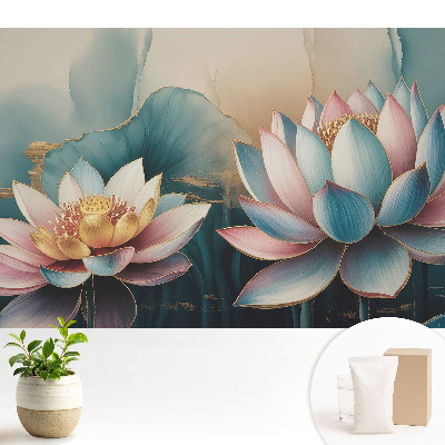 Fototapeta flizelinowa do salonu Delikatne kwiaty lotosu w abstrakcyjnym stylu