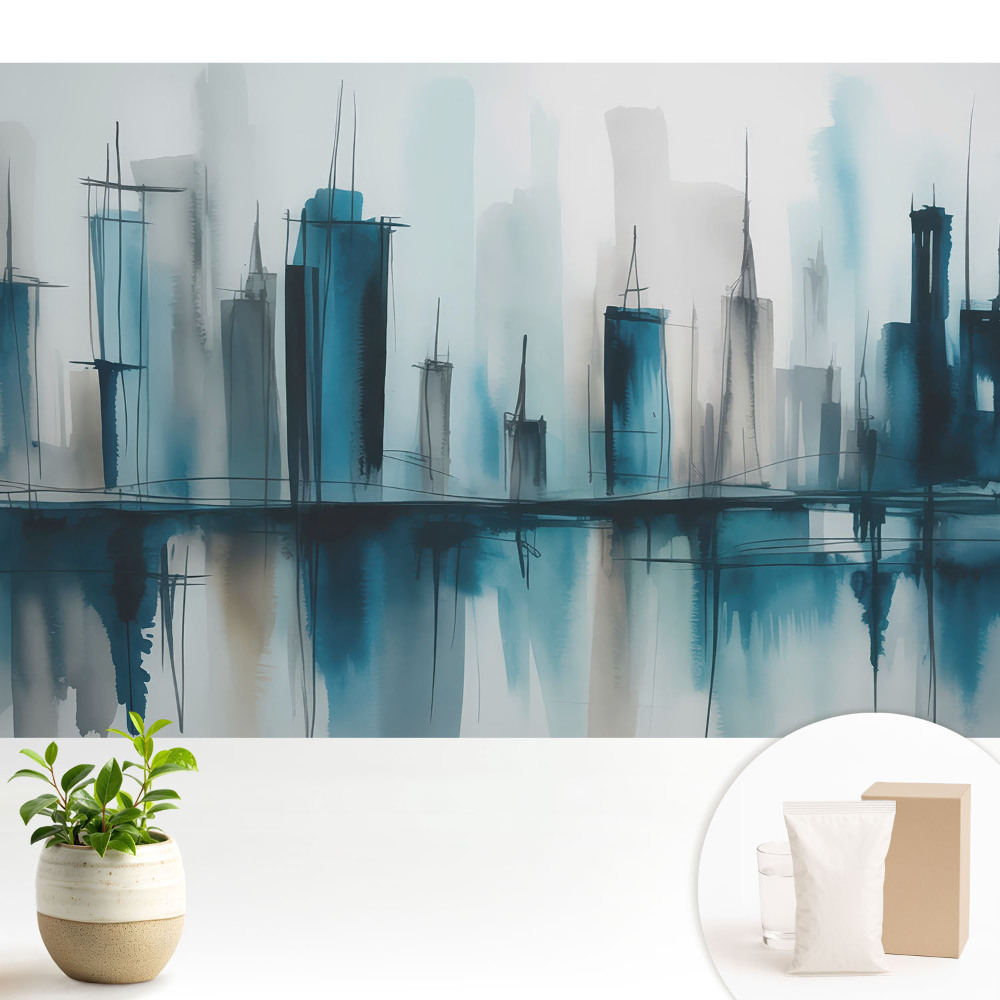 Fototapeta flizelinowa do salonu Miasto w akwareli spokojny nowoczesny akcent