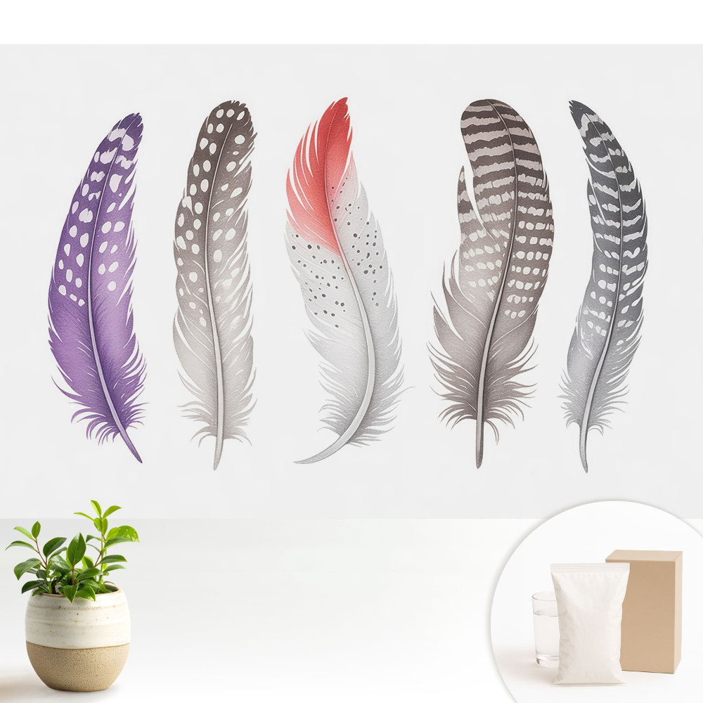 Fototapeta na wymiar do sypialni Kolorowe pióra w nowoczesnym stylu