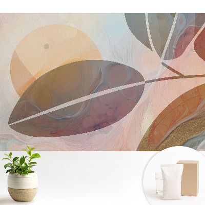 Fototapeta z nadrukiem na flizelinie Abstrakcyjne liście i kręgi