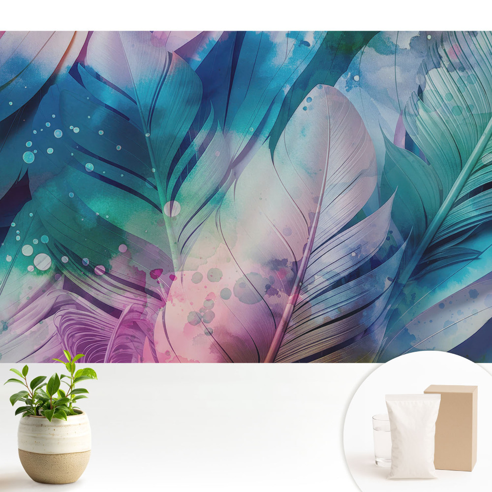 Nowoczesna fototapeta na wymiar Kolorowe pióra nowoczesny wzór harmonijny