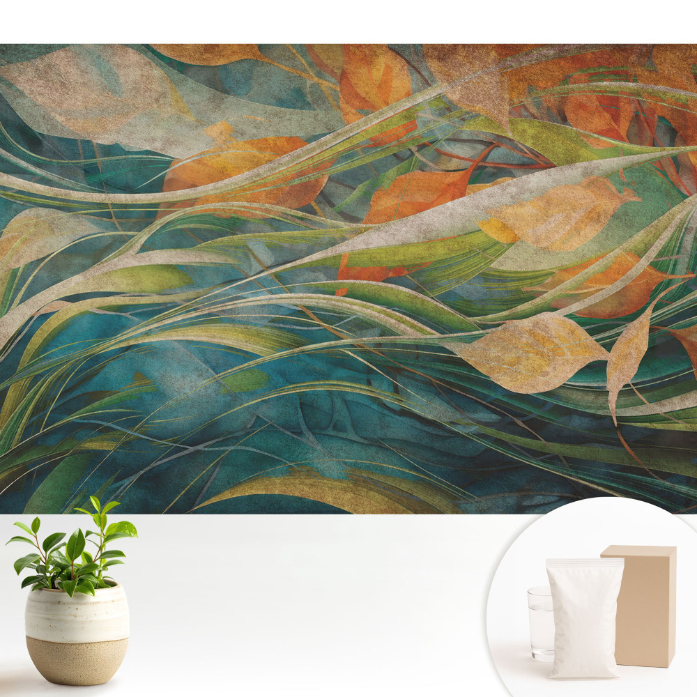 Fototapeta z nadrukiem na flizelinie Naturalne liście na wodzie