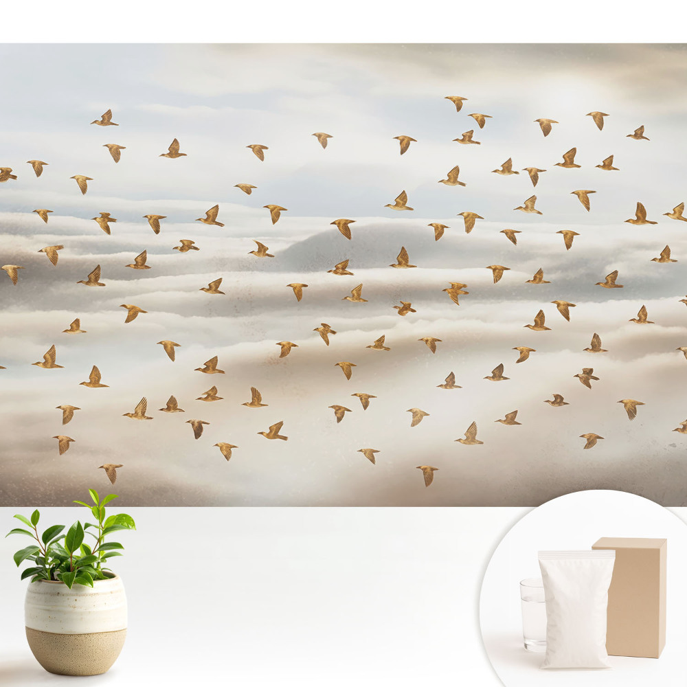 Fototapeta Lecące ptaki w obłokach