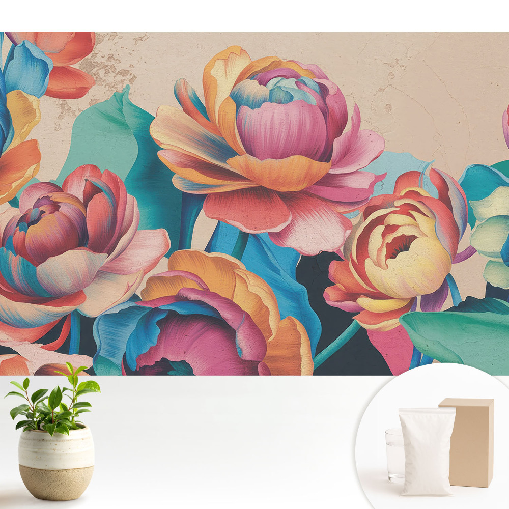 Fototapeta Energetyczne kwiaty w stylu retro