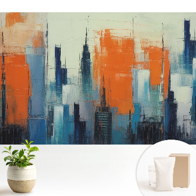 Fototapeta do salonu z motywem abstrakcyjnych budynków w żywych barwach