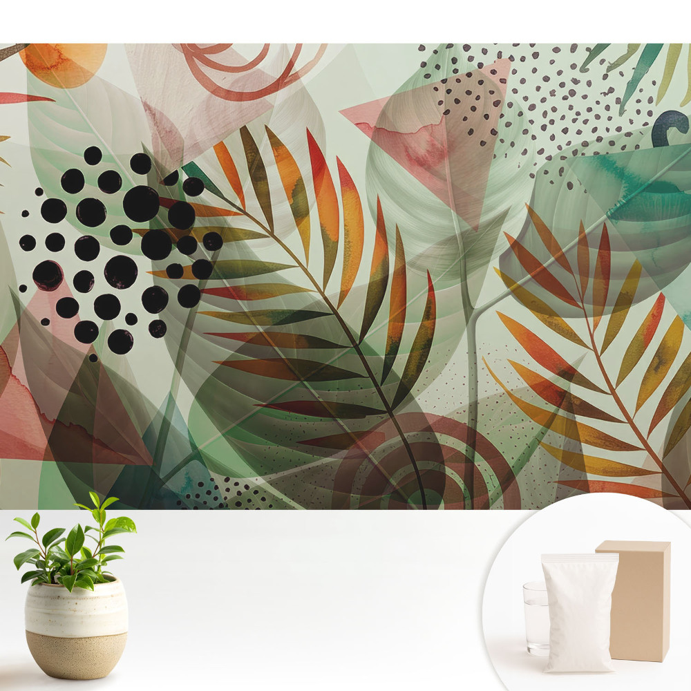 Fototapeta z nadrukiem na flizelinie Liście abstrakcyjne geometryczne wzory.