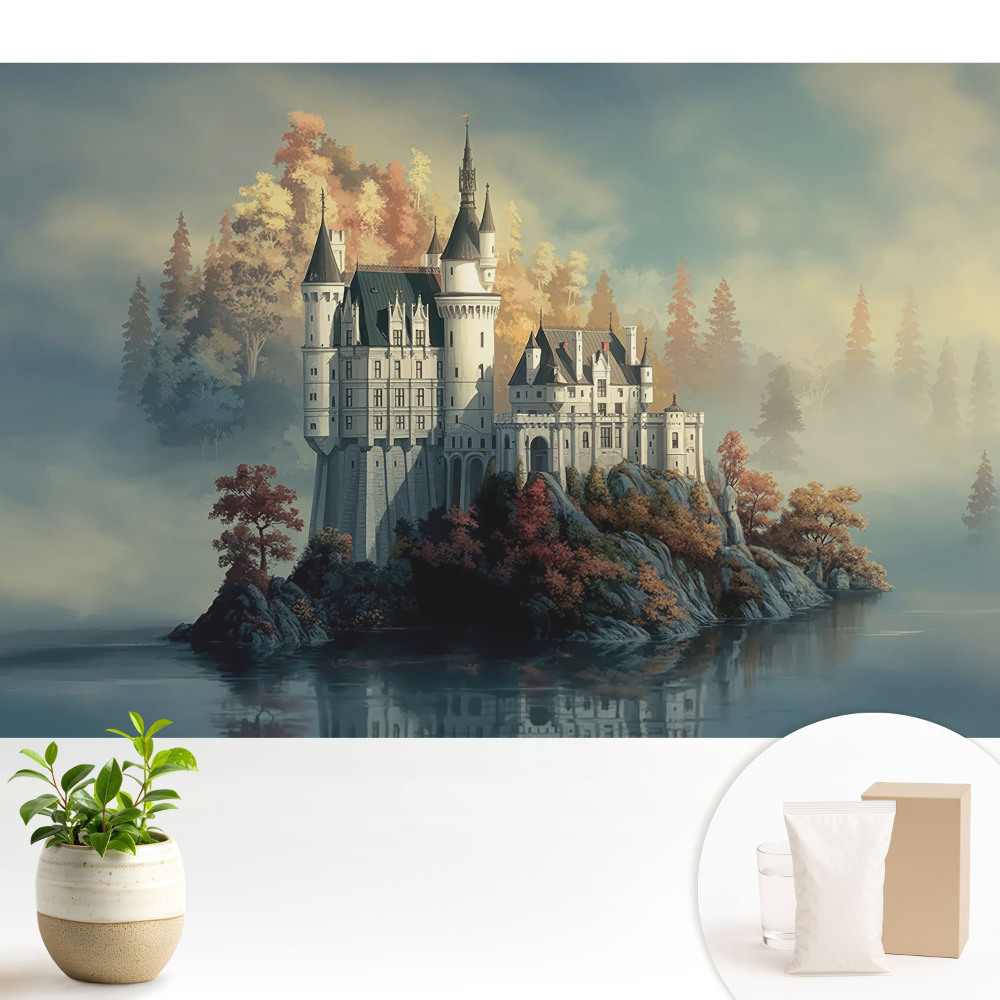 Fototapeta do salonu Zamek jesienią odbicie w wodzie