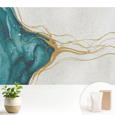 Fototapeta flizelinowa do salonu Abstrakcja w turkusie i żółci