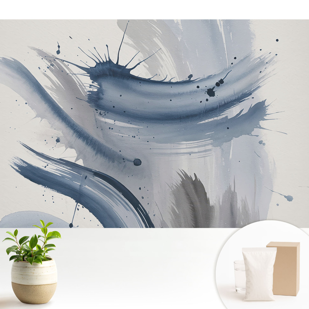 Fototapeta z nadrukiem na flizelinie Niebieskie abstrakcyjne pociągnięcia pędzla