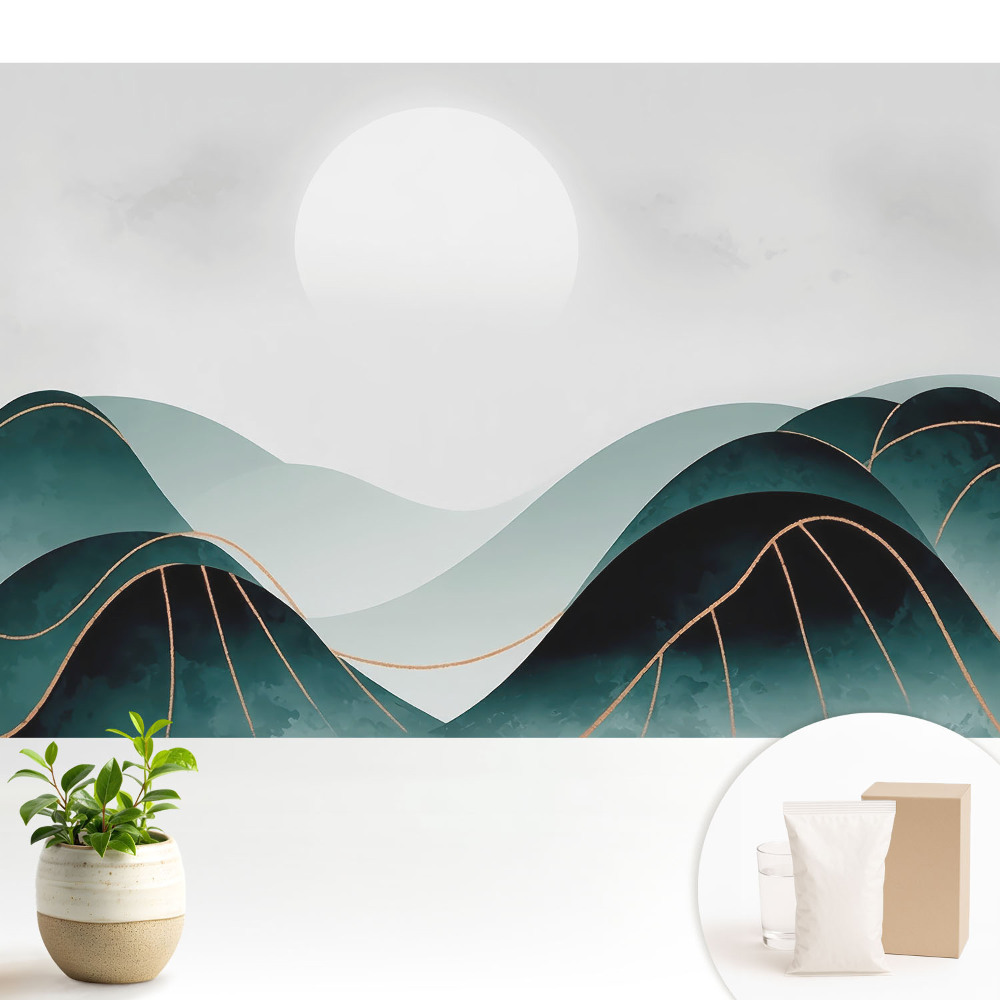 Fototapeta flizelinowa do salonu Nowoczesny krajobraz z zielonymi wzgórzami.