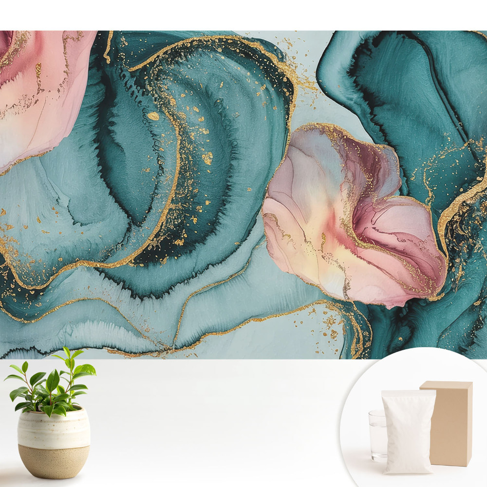 Tapeta fotograficzna flizelinowa Abstrakcyjne zielono-różowe fale