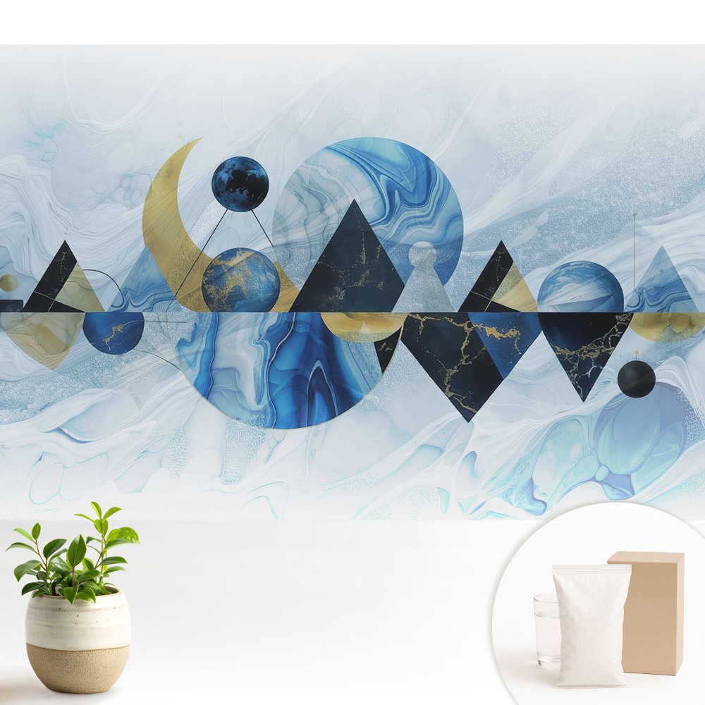 Fototapeta z nadrukiem na flizelinie Geometryczne formy w odcieniach niebieskiego