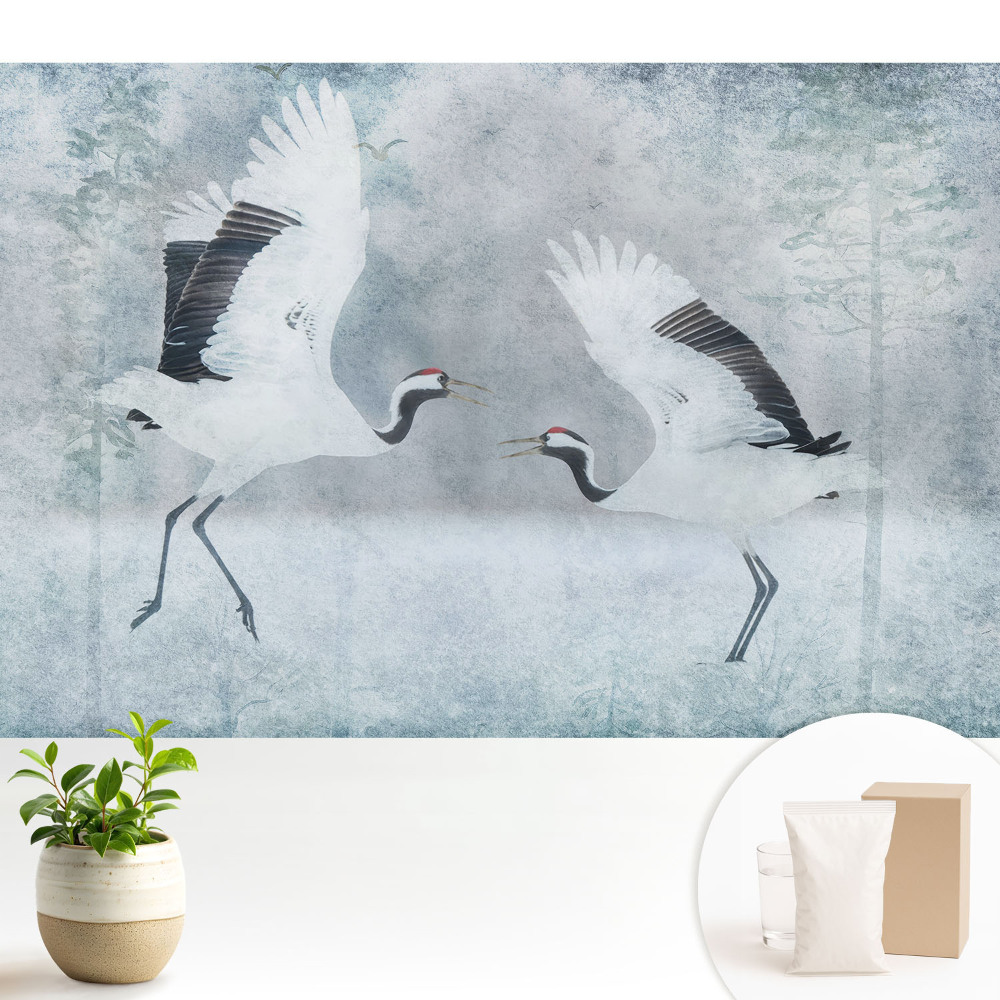 Fototapeta do salonu Eleganckie żurawie w delikatnej scenerii