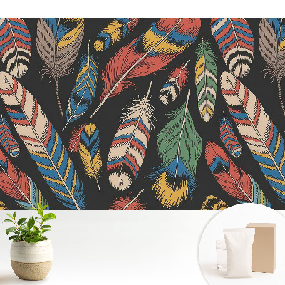 Fototapeta z nadrukiem na flizelinie Kolorowe pióra w stylu boho