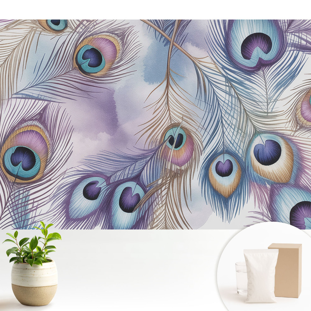 Tapeta fotograficzna flizelinowa Pastelowe pawie pióra abstrakcyjnie