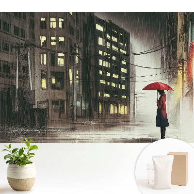 Fototapeta z nadrukiem na flizelinie Miejska noc deszczowy nastrój tajemnica