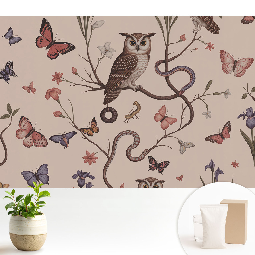 Fototapeta flizelinowa do salonu Naturalna sielanka motyle i kwiaty